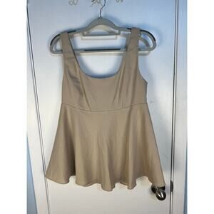 Tuckernuck Pomander Place Peplum Tank Top Small Khaki Feminine Preppy Twee